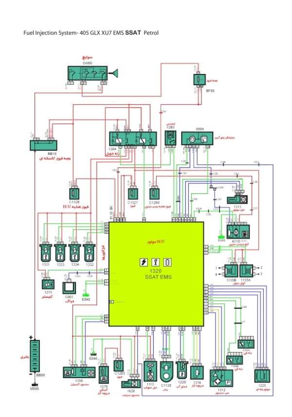 نقشه سیم کشی ایسیو SSAT EMS بنزینی 405